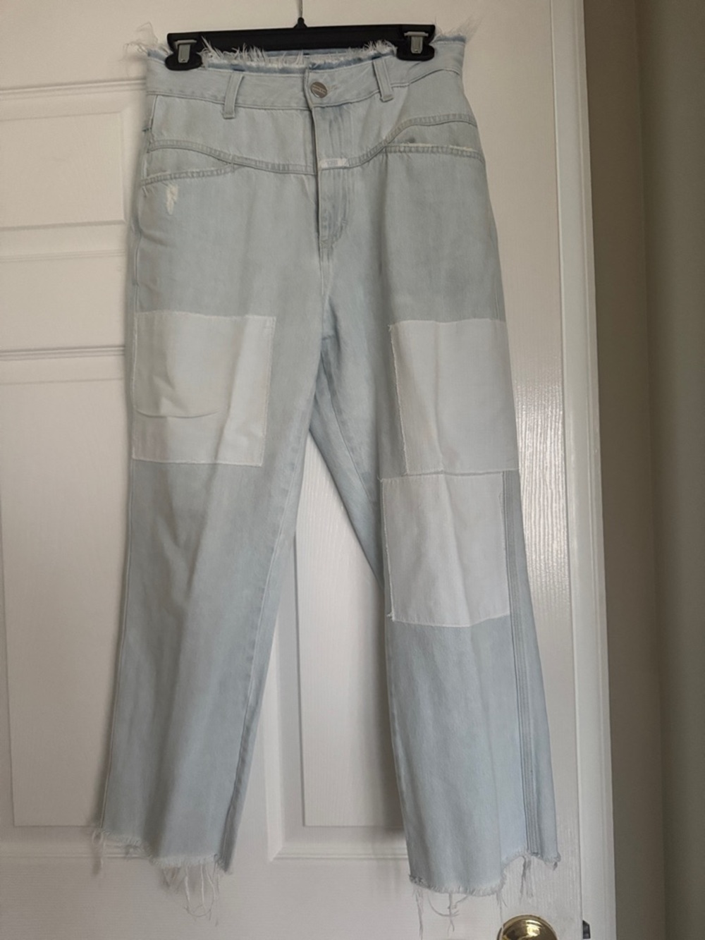 Closed Light Blue Patchwork Straight-Leg Jeans